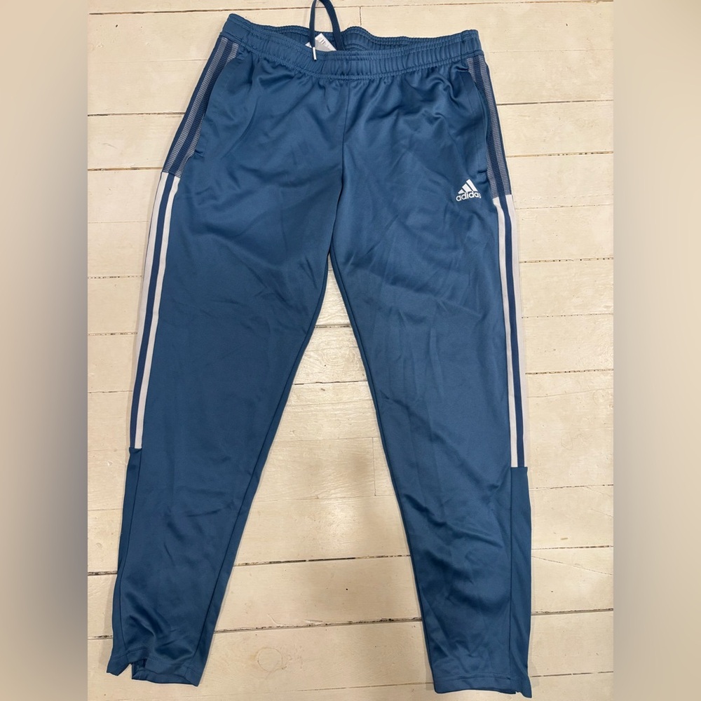 adidas Blue Track Pants with White Stripe